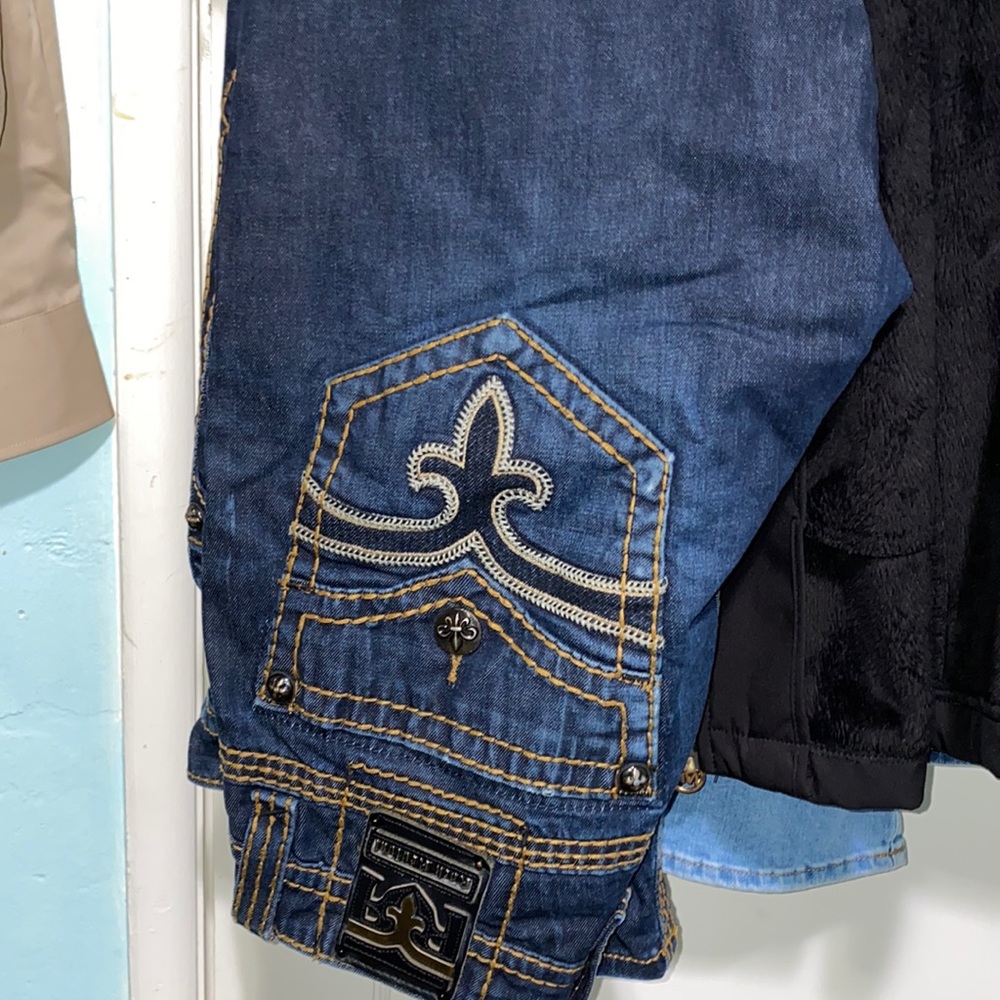 Blue rock revival jeans slightly worn little wear